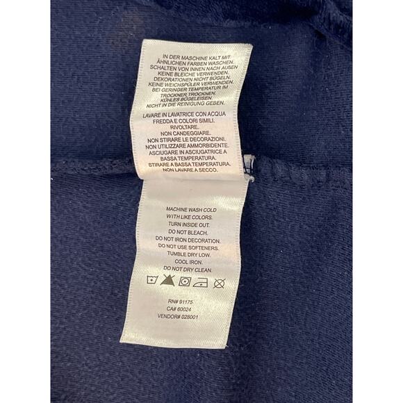 Fila Navy Blue Velour Full Zip Hoodie with pockets and Logo Ribbon on Sleeves M - Picture 6 of 9